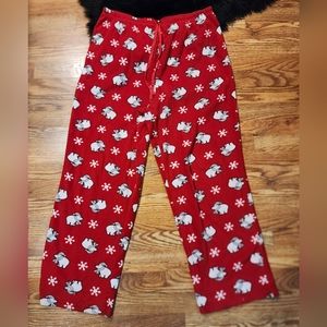 Fleece Pajama Pants Women's Size XL Red pajamas (Bears and Snowflakes)